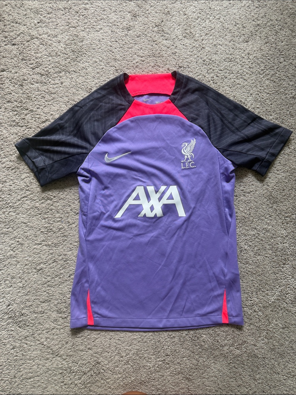 Youth Nike Purple and Black Liverpool FC Training Tee with Pink Accents